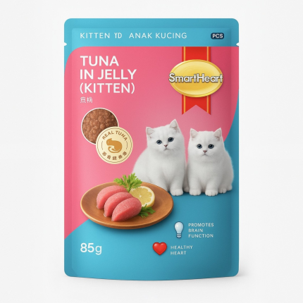 Smartheart Pouch Tuna in Jelly Kitten Wet Cat Food 85g